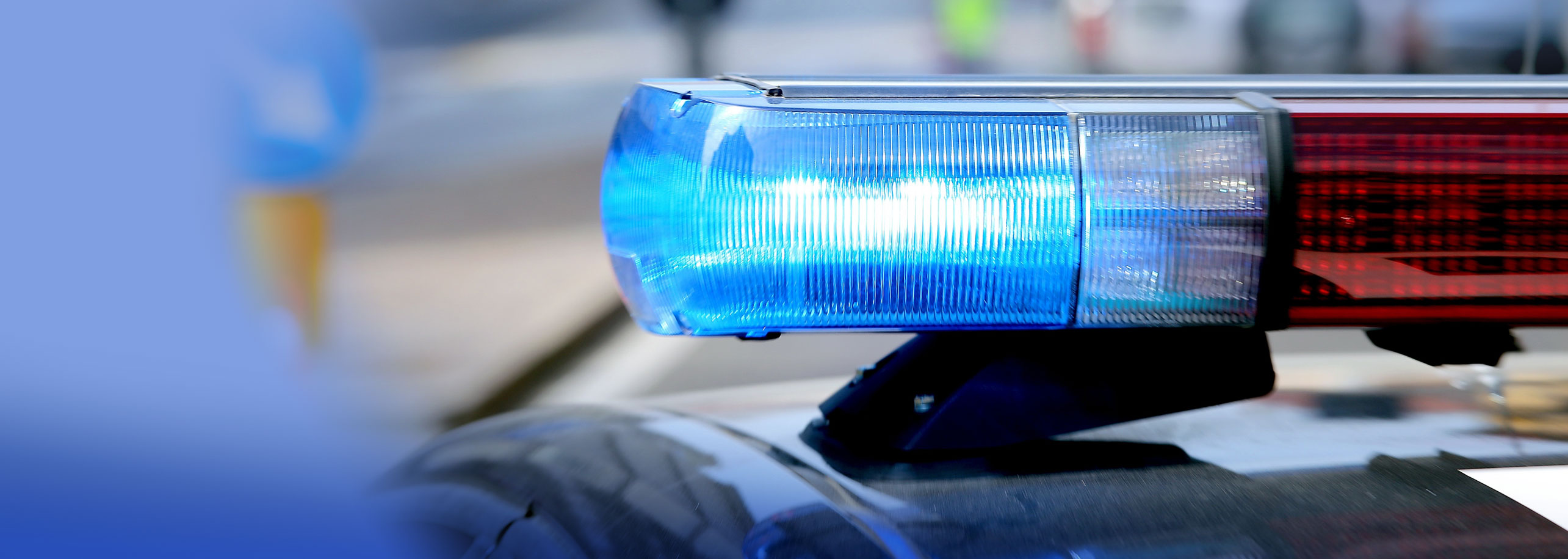 Police flashing blue Lights
